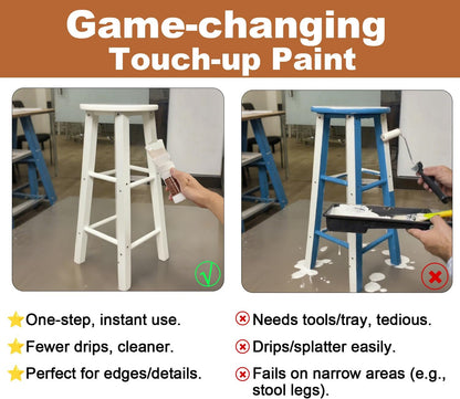 White Touch-Up Paint Pen for Wood,Furniture,Cabinets,6.35 Oz 2-in-1 Paint & Brush,Water-based, Quick-Dry,Combines Primer & Topcoat, no Sanding. For SmallWood DIY Painting/Refinishing