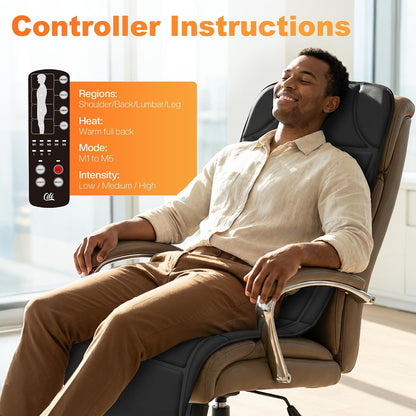 CILI Full Body Massage Mat with Heat, 59" Vibration Massage Pad, 10 Motors, 5 Modes, 3 Intensities, Graphene Heating, Back, Hip & Leg Massager
