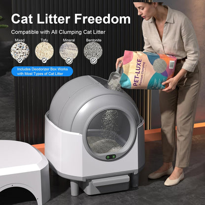 Automatic Litter Box,Self Cleaning Litter Box,90L Large Capacity with APP Control,Odor Control,Garbage Bag and Safety Sensor,Eyesun,for Multiple Cats, Large Cat(Milk White)