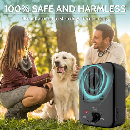 HyperionFlo Essentials Automatic Ultrasonic Dog Bark Deterrent, Rechargeable Bark Control Device with 3 Ultrasonic Frequencies, Indoor & Outdoor Use, IPX4 Waterproof