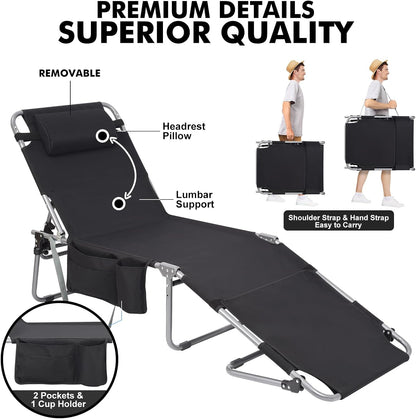 Wheel-To-Go Oversized Tanning Chair with Face Hole & Wheels | Portable Heavy Duty Folding Lounge Chair | Outside Sunbathing Reading Relaxing Beach Poolside Lawn | XL Wide | 330 LBS (Patent Design)