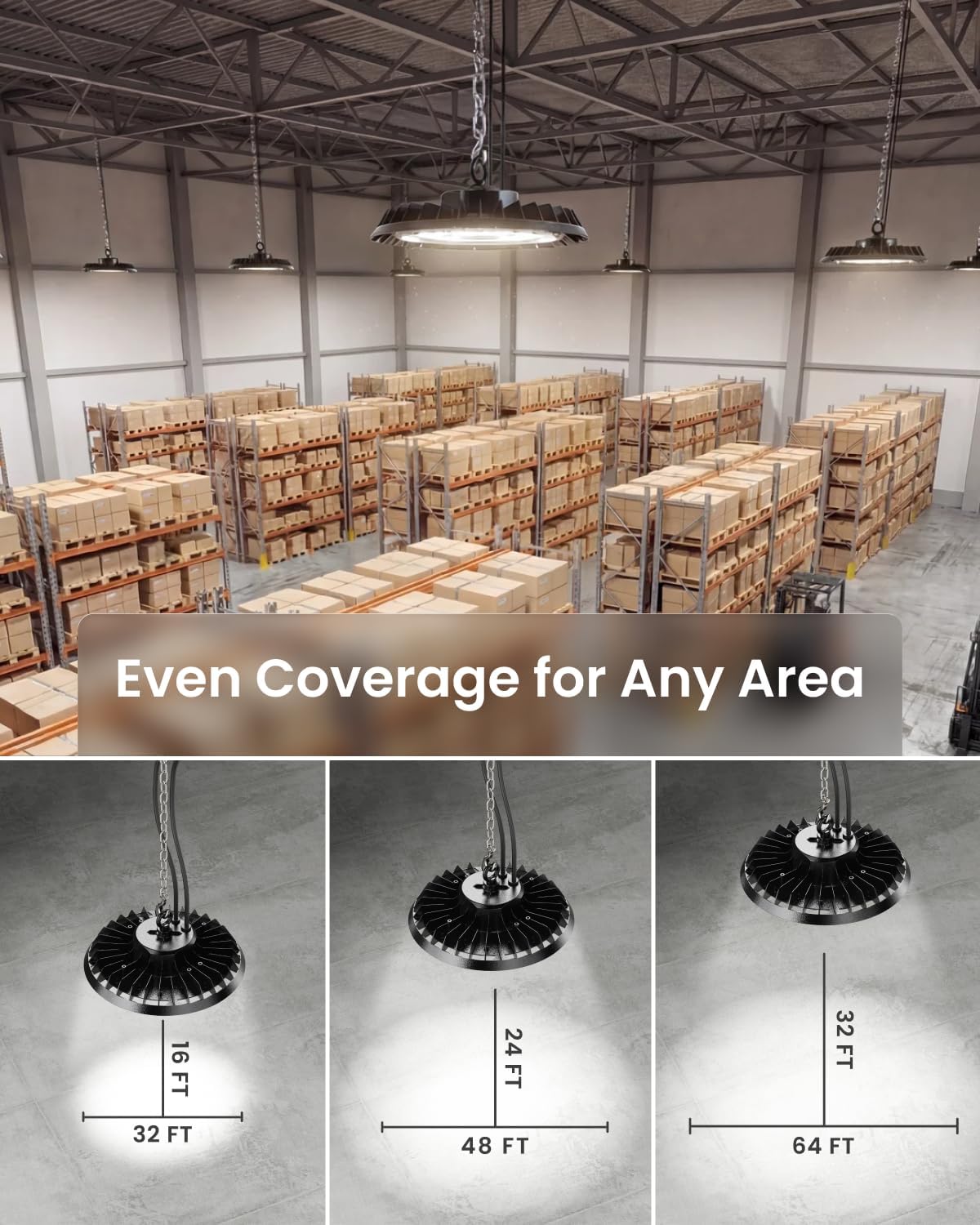 Sunco 10 Pack UFO LED High Bay Light, 150W, 6000K, 21000LM, Dimmable 100-277V, 0-10V, Ceiling Mount, Ultra Bright Commercial Shop Lights, Warehouse, Factory, Workshop, Garage, Barn, Waterproof
