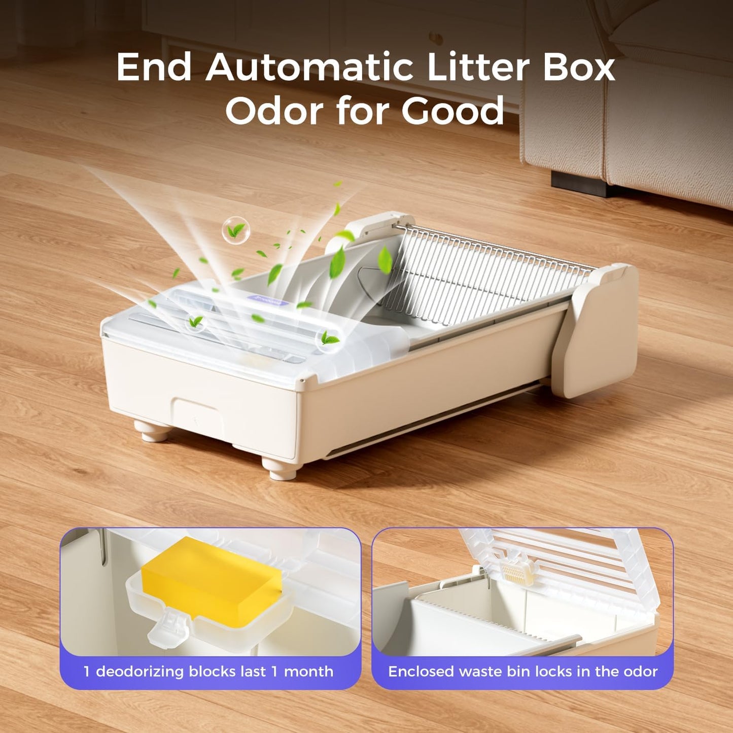 Open-Top Self Cleaning Litter Box, 2026 Upgraded Extra Large Automatic Cat Litter Box for Multiple Cats, Safety Sensors/App Control/Odor Control/Easy Clean - Includes 5 lbs Premium Cat Litter