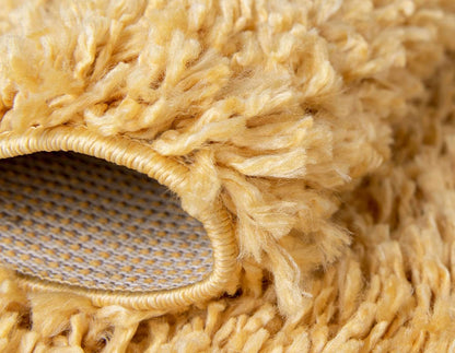 Unique Loom Davos Shag Collection Area Rug - Solid (5' 3" Round, Sun Yellow)