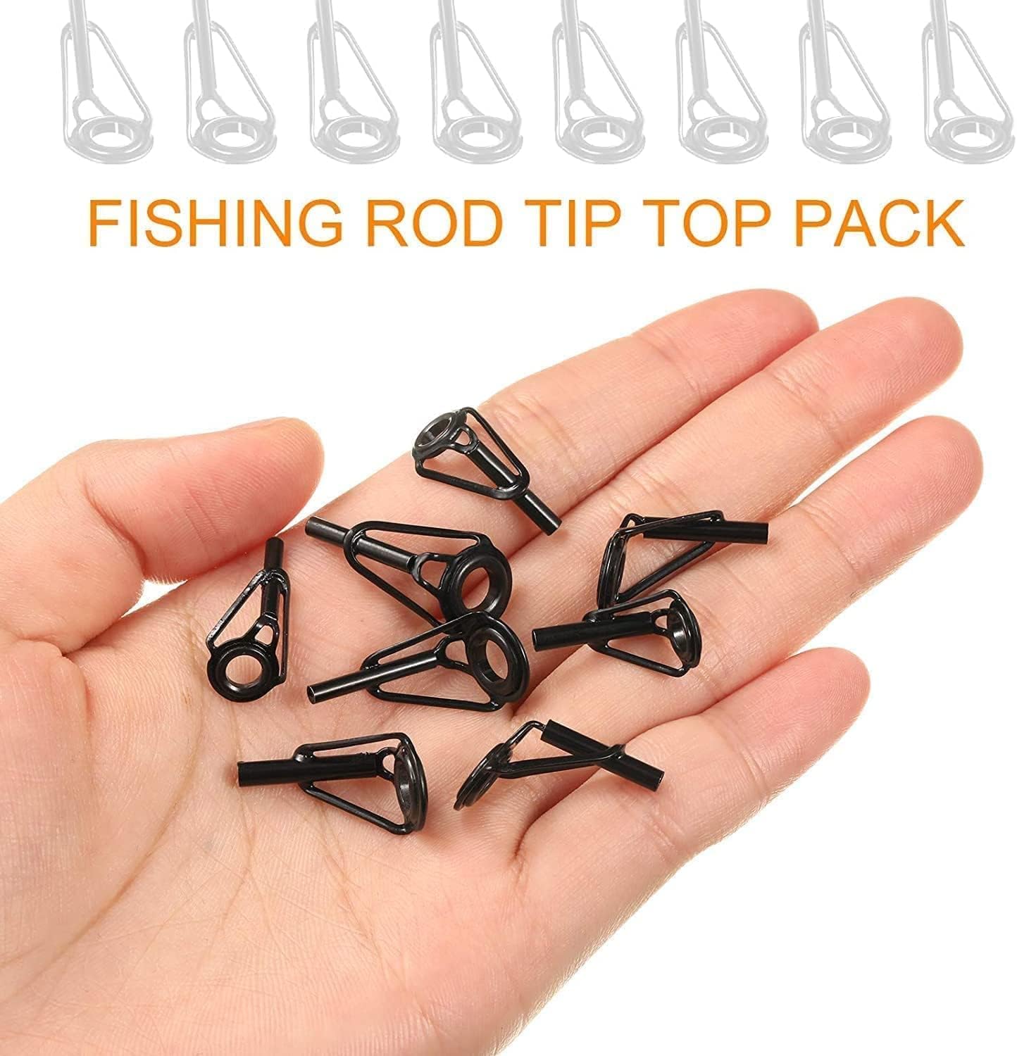 ZUIHUI 40 Pcs Fishing Rod Tip Repair Kit, Stainless Steel Ceramic Guide Rings, Replacement Rod Tip Eyelets in 8 Sizes, Black