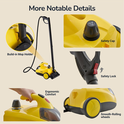 STEAMBOT® Heavy Duty Steam Cleaner for Home, 2L Tank Extended 20.3 ft Reach