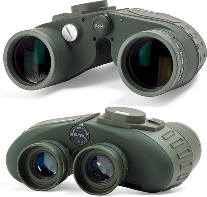 SELFIE CAT 10x50 Marine Binoculars with Compass & Rangefinder, Waterproof Fogproof BAK4 Porro Prism Binoculars with FMC Multi-Coated Lenses for Boating, Sailing & Outdoor Activities
