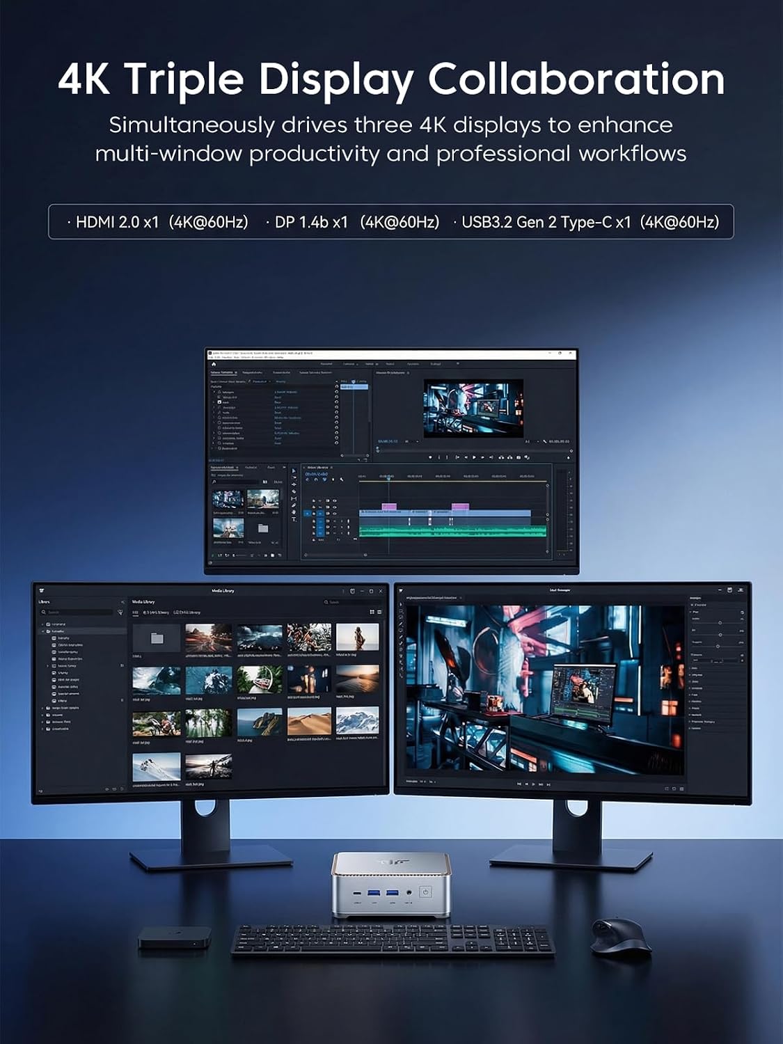 KAMRUI Hyper H2 Mini PC, Core i5-14500HX, 16GB RAM, 512GB SSD 14C/20T, Up to 4.9GHz, PCIe 4.0 SSD, Triple 4K display, HDMI, DP, USB-C, Ethernet, Office & Business