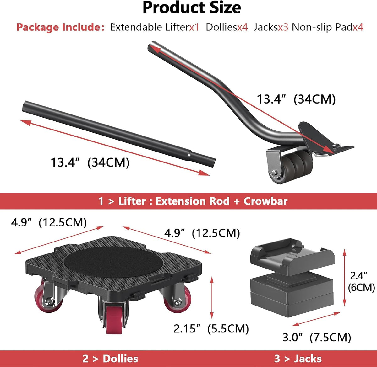 ONEON Furniture Mover with Wheels & Aux. Lifter-Connect Dolly 360° Rotation Wheels Furniture Dolly for Moving Sliding Heavy Furniture, Appliances, 660 LB Max Load Capacity Visit the ONEON Store