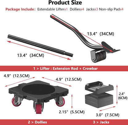 ONEON Furniture Mover with Wheels & Aux. Lifter-Connect Dolly 360° Rotation Wheels Furniture Dolly for Moving Sliding Heavy Furniture, Appliances, 660 LB Max Load Capacity Visit the ONEON Store