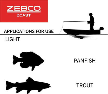 Zebco Z-Cast Casting Fishing Rod, 5'6" Telescopic Fiberglass Fishing Pole, Medium Power, Red