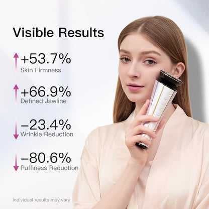 Microcurrent Facial Device 4-in-1 with Red/Blue Light FDA-Cleared 4 Light Therapy Modes & 3 Microcurrent Modes for Neck/Face/Body with 3 Levels & Lifting & Firming & Puffiness