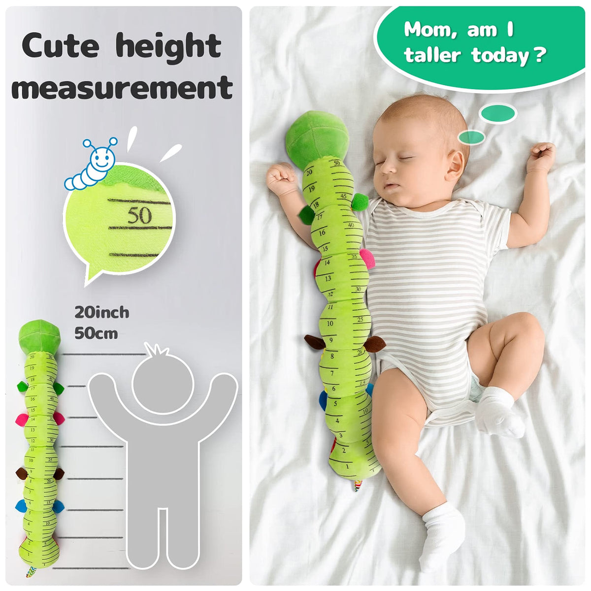 Sumobaby 3-in-1 Musical Caterpillar Plush Toy with Teether, Green