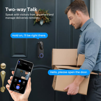 Orbitell M52 1080p Wireless Wi-Fi Video Doorbell Camera, 2-Way Audio, Night Vision, AI Motion Detection, Cloud Storage, IP65 Weather Resistant, 2.4GHz Wi-Fi