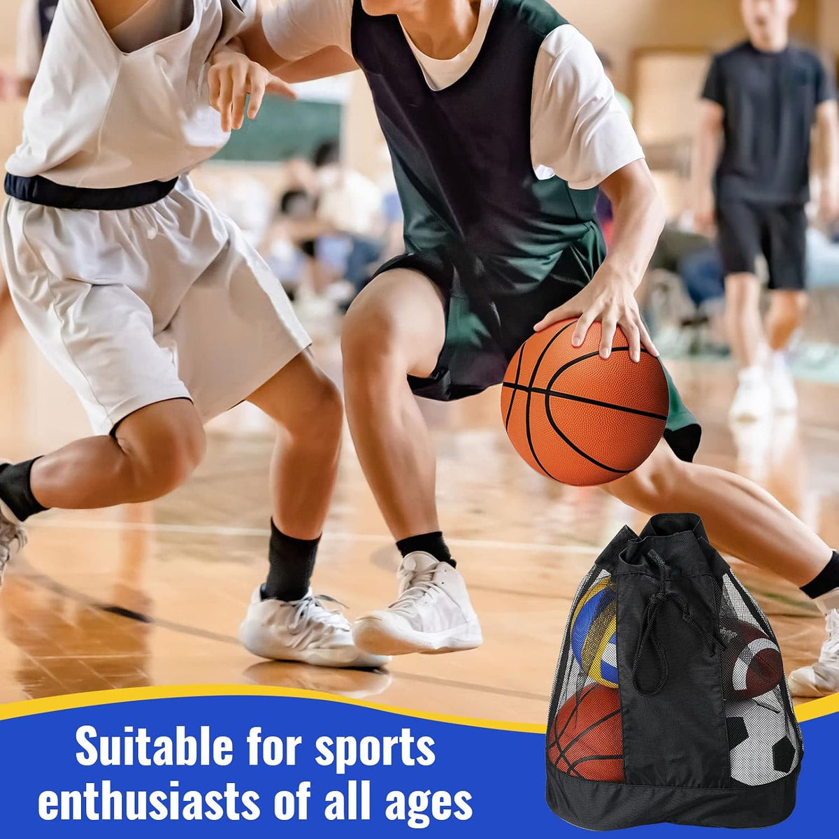 Jerify 4-Piece Sports Ball Set, Soccer Ball, Football, Basketball & Volleyball with Pump, Needle, Extension Tube & Carrying Bag, Official Size for Youth & Family Indoor Outdoor Play