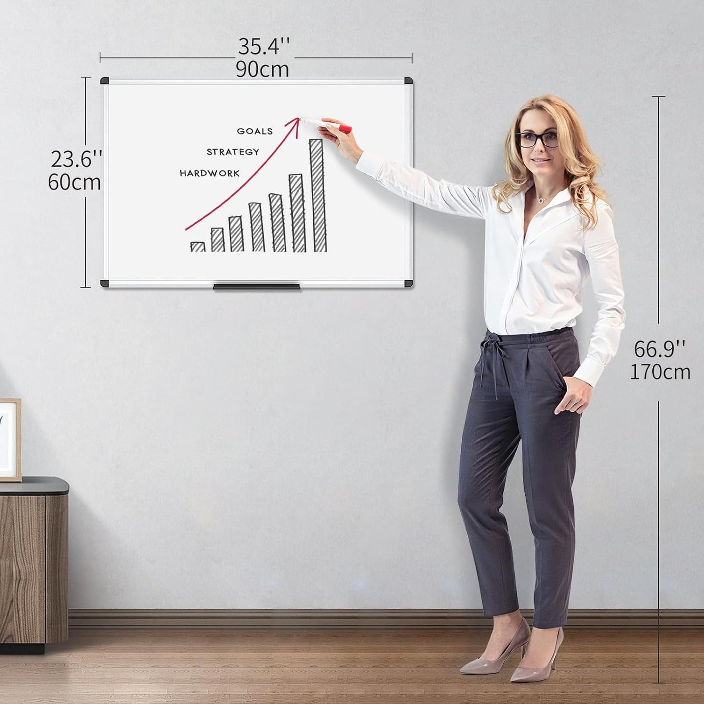 VIZ-PRO Magnetic Dry Erase Whiteboard 36 x 24 Inches