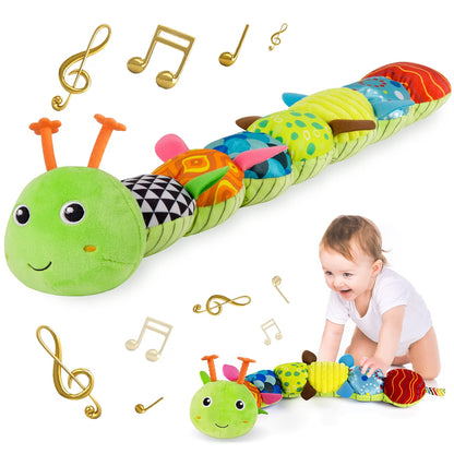 Sumobaby 3-in-1 Musical Caterpillar Plush Toy with Teether, Green