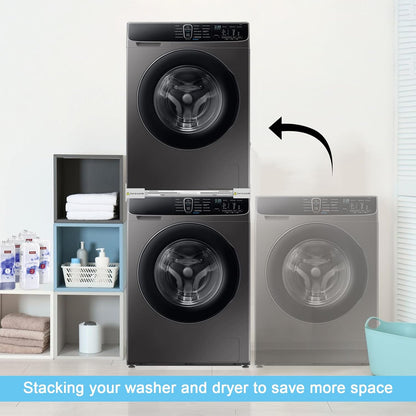 Washer Dryer Stacking Kit 29 inch - Universal Washer and Dryer Stacking Kit with Pull Out Drying Rack - Adjustable 29"/28"/27"/26"/25"/24" Stacking Kit with Ratchet Strap - Space-Saving