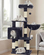 Heybly Cat Tree, 43.3-Inch Cat Tower for Indoor Cats, 4-Level Cat Condo with Basket, Top Perch, Scratching Posts & Toys, Smoky Gray