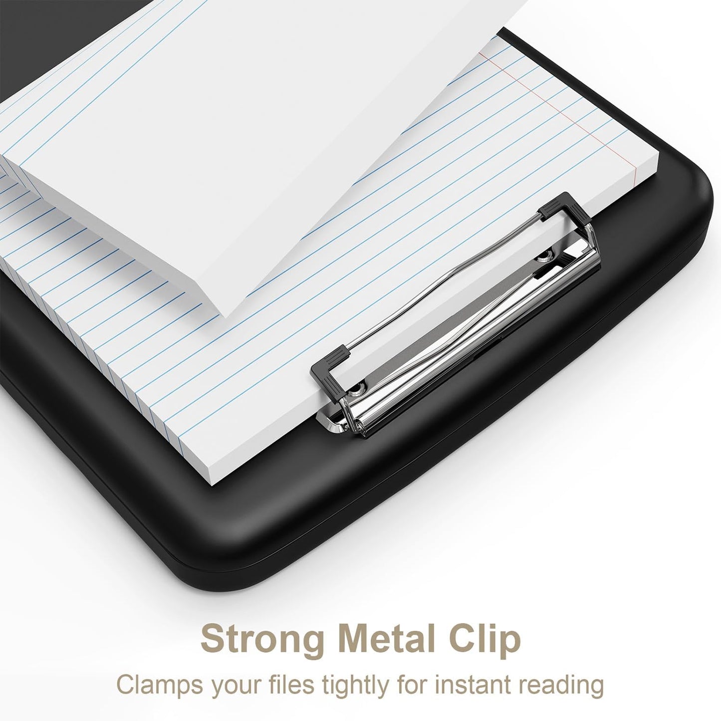 Piasoenc Clipboard with Storage, 8.5 x 11 Inch Clip Board with Pen Holder, Black