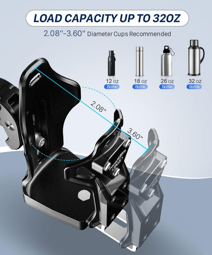 FODSPORTS Motorcycle ATV Cup Holder, Universal Drink Holder with Adjustable 0.5–1.57-Inch Clamp, 360° Rotating Water Bottle Holder for Bikes, Scooters, Boats, Strollers, Golf Carts & Wheelchairs