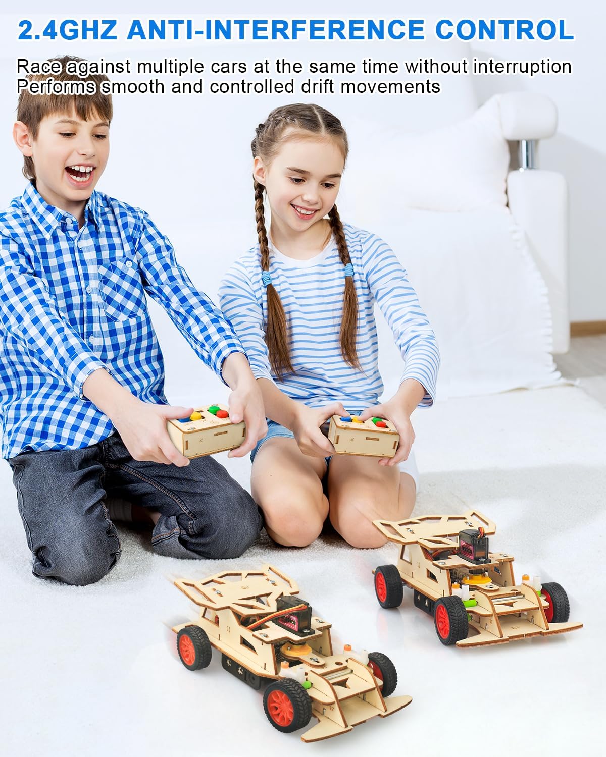 Poraxy STEM Kits for Kids Ages 8-13, Remote Control Car Building Kit with Wooden 3D Puzzle, 4WD Model Car Science Project Toy for Boys & Girls