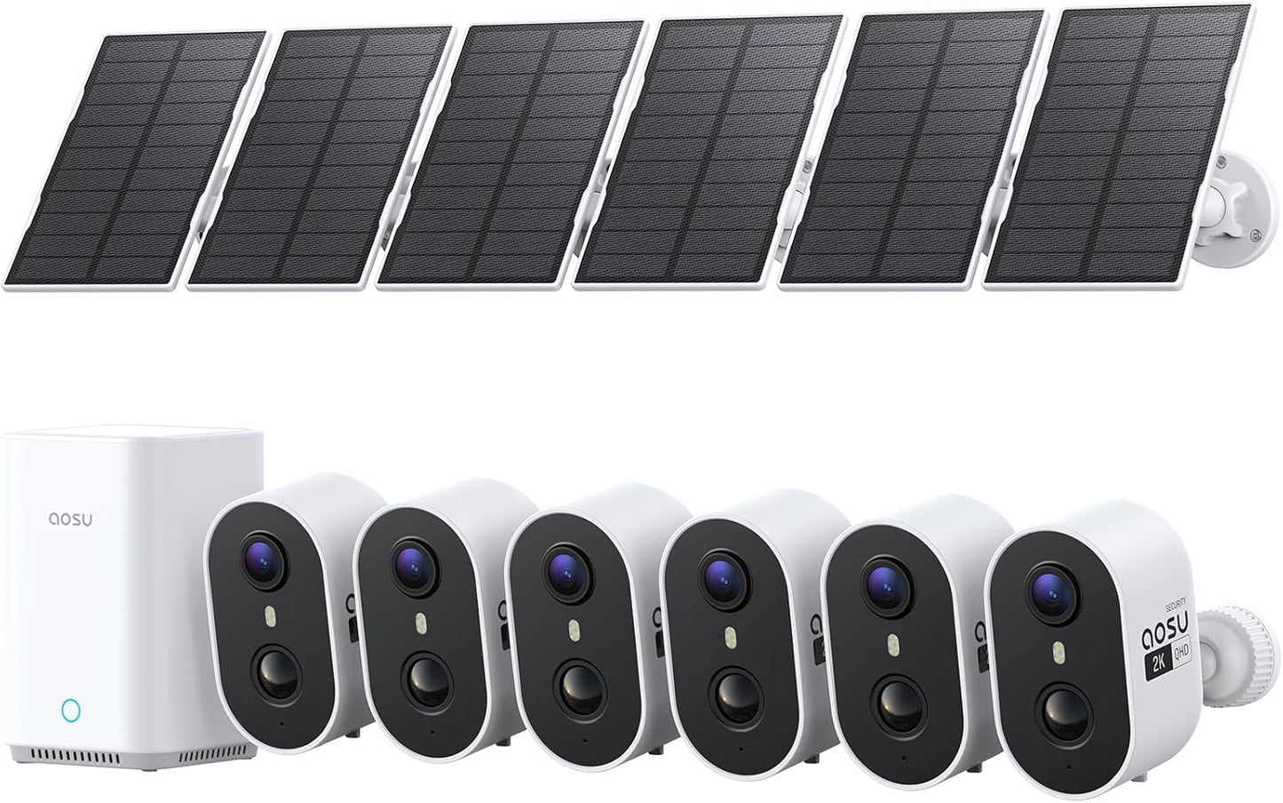 aosu 2K Solar Security Cameras Wireless Outdoor System, 6-Cam-Kit