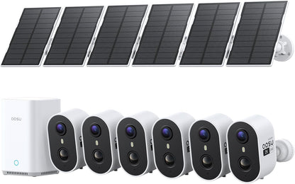 aosu 2K Solar Security Cameras Wireless Outdoor System, 6-Cam-Kit