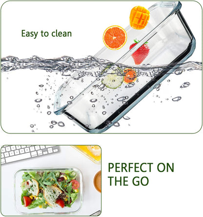 M MCIRCO 8-Pack Glass Food Storage Containers with Lids, 30 Oz Borosilicate Glass Meal Prep Containers, Airtight Snap-Lock Lids, Microwave & Oven Safe, Gray