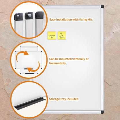 VIZ-PRO Magnetic Dry Erase Whiteboard 36 x 24 Inches