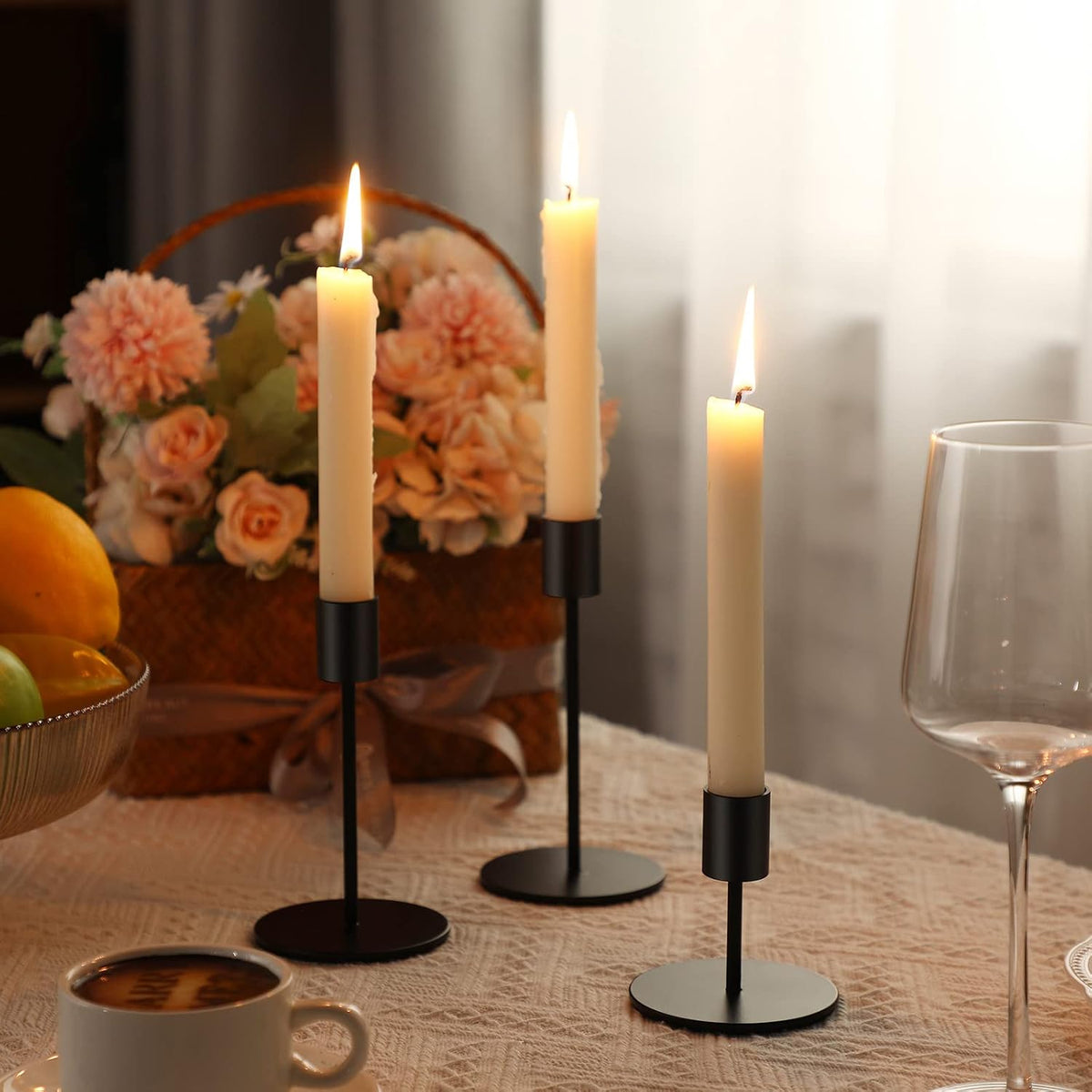Sieral Candle Holders Bulk Taper Candlesticks Holders Set Modern Decorative Metal Candelabras for Wedding Anniversary Home Dining Table Centerpiece Xmas Party Decor(Matte Black,36 Pcs)