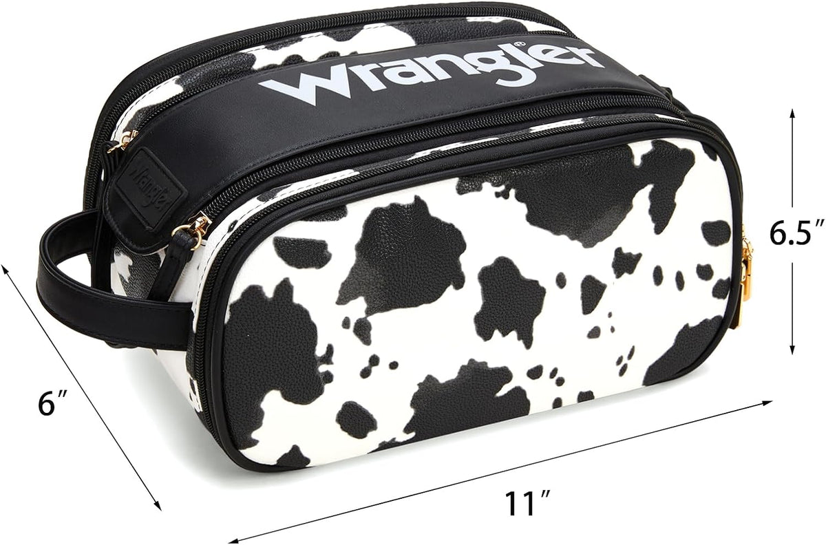 Wrangler Large Makeup Bag Travel Toiletry Bag Portable Cosmetic Bag Cute Makeup Organizer with Handle and Multiple Pockets & Dividers for Women