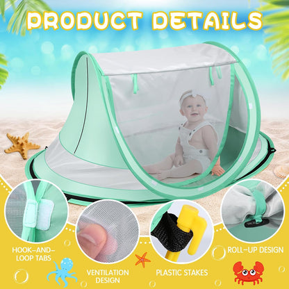 Kapeazo Baby Beach Tent, Pop-Up UV Sun Shade for Infants and Toddlers, Green
