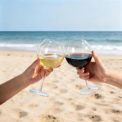Goodluck 18 oz Floating Pool Wine Glasses, 2-Pack BPA-Free Tritan Plastic Wine Cups with Sunflower Lids, Shatterproof Reusable Pool & Hot Tub Drinkware, Clear