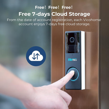 SOVMIKU Vicohome Solar Security Camera and Video Doorbell, 2K 3MP Wireless Outdoor Camera, PIR Motion Detection, Two-Way Audio, Color Night Vision, Audible Siren, IP65