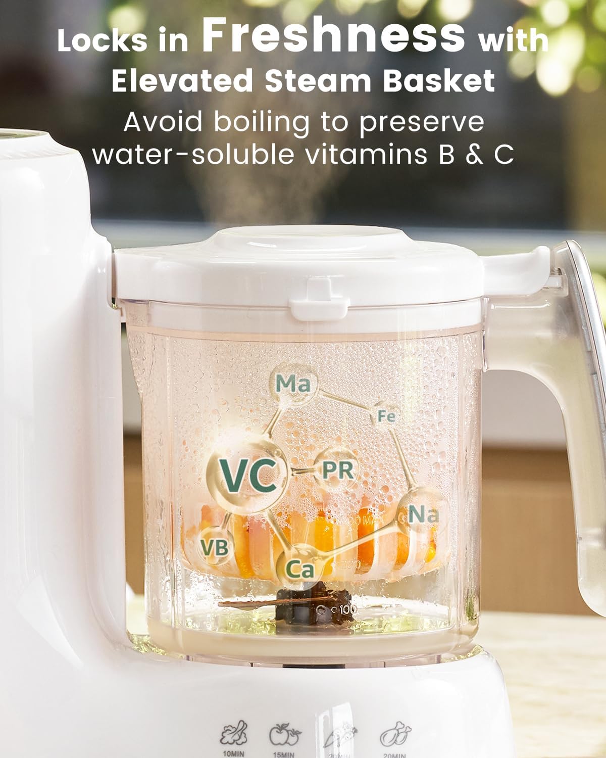 Grownsy Baby Food Maker, Steamer & Blender Baby Food Processor, White BPA-Free Elevated Steam Basket, Healthy Homemade Baby Food Purees, Starting Solids & BLW, Baby Feeding Essentials, 6+ Months