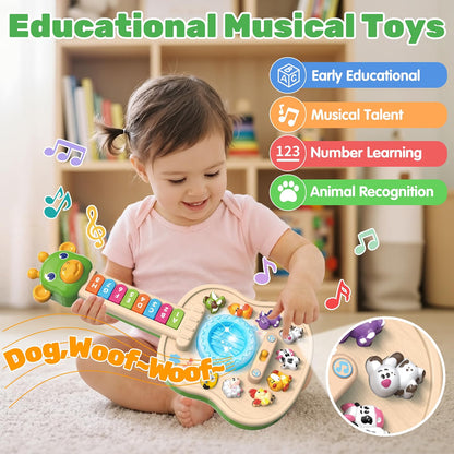 Tsomtto Musical Giraffe Guitar, 4-in-1 Baby Piano Toy for Toddlers