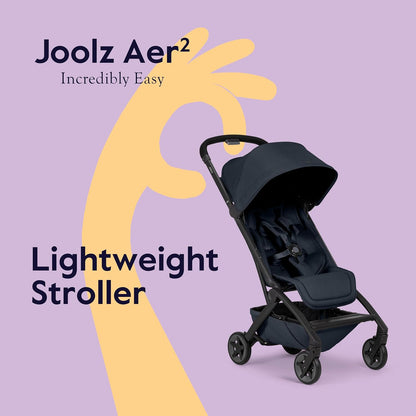 Joolz Aer² Lightweight Travel Stroller for Baby & Toddler, One-Hand Fold, Compact Airplane-Compatible Stroller, Full Recline, UPF 50+ Canopy, Travel Pouch & Baby Net, Dark Navy Blue