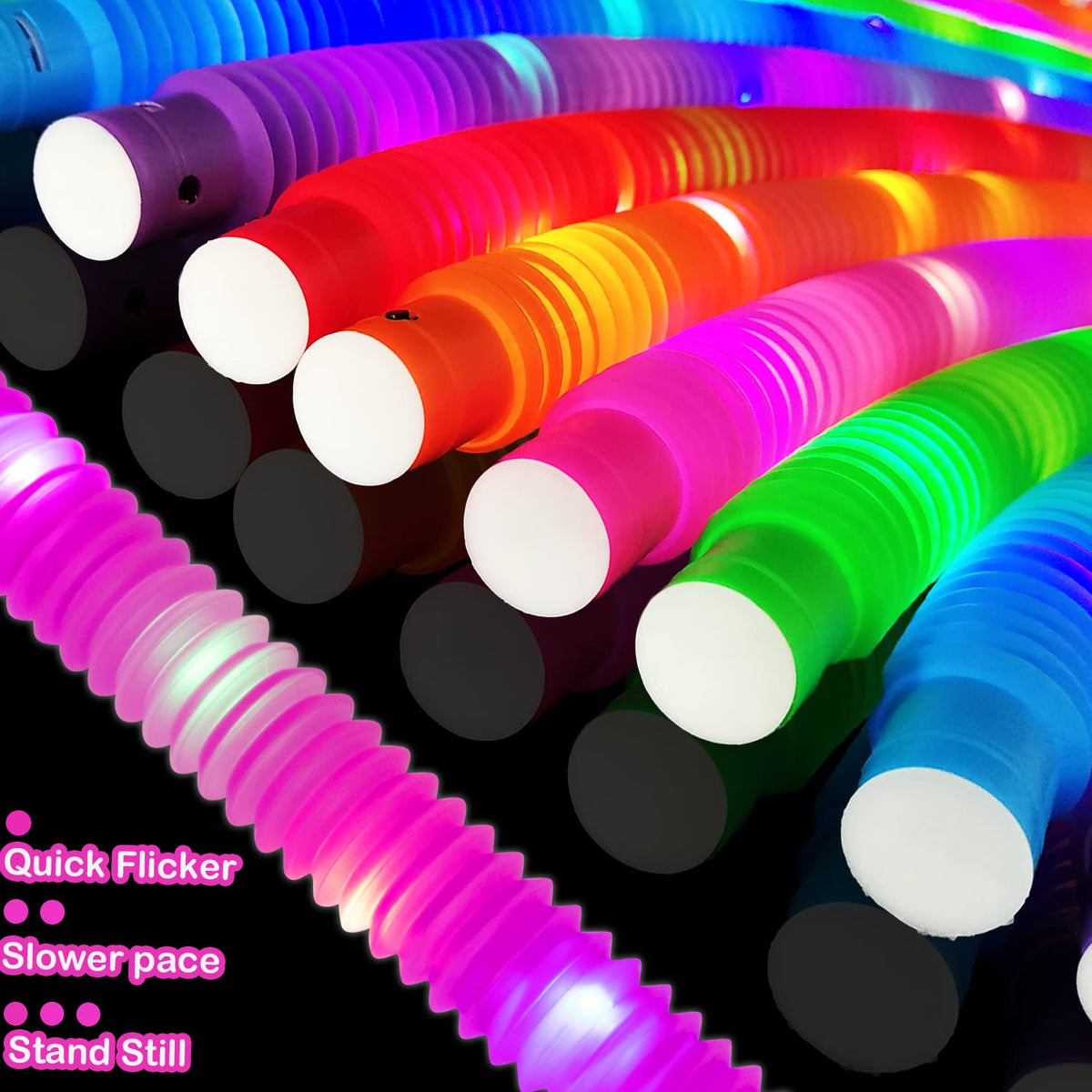 Kannove 48-Piece LED Glow Sticks for Kids, Light-Up Pop Tubes with Bracelet, Necklace & Crown Connectors, Multi-Color Halloween Party Favors, Goodie Bag Stuffers