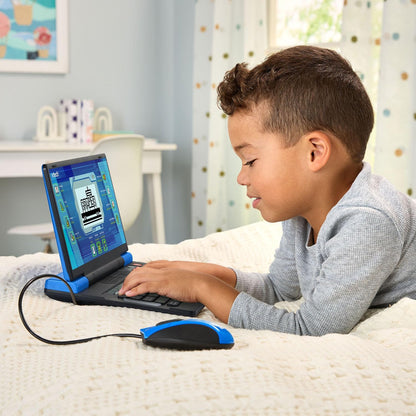 VTech Genio Bilingual JuniorBook Learning Laptop for Kids, Educational Laptop with 80+ Activities, English & Spanish, QWERTY Keyboard, Ages 5+, Blue
