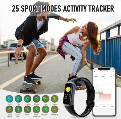 Fitness Tracker with 24/7 Heart Rate, Activity Trackers with Blood Pressure Sleep Monitor, 1.10" AMOLED Screen Step Tracker, Waterproof Step Counter, Health Smart Watch Pedometer for Women Men