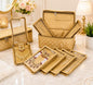 atorakushon Set of 5 Satin Makeup & Jewelry Pouches, Cosmetic Necklace & Earring Organizer, Lightweight Waterproof Vanity Storage Bag for Women, Gold