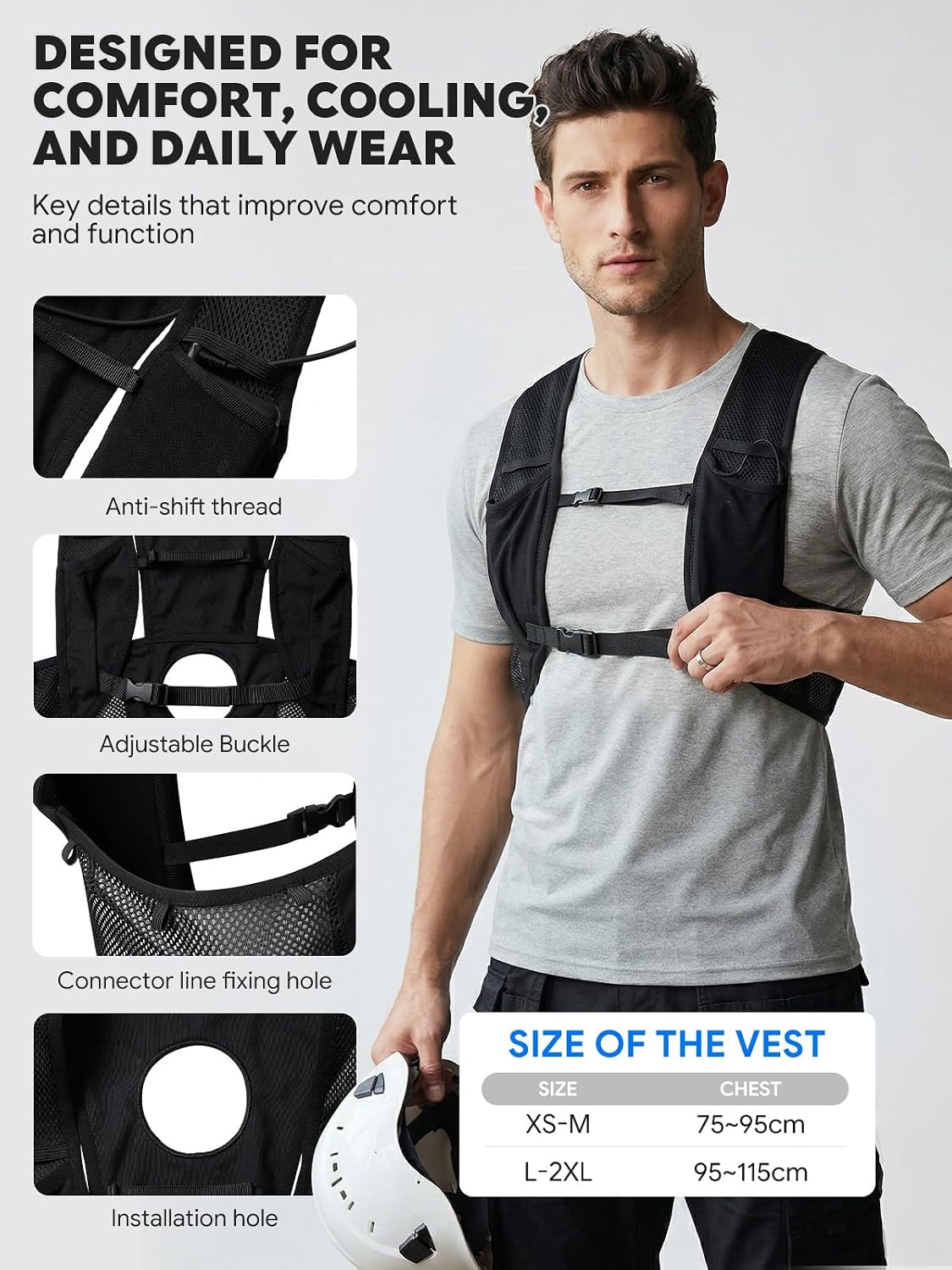 LABEWVI Semiconductor Peltier Cooling Vest with 20000mAh Battery Pack, 3 Cooling Modes, Up to -24℃ Cooling