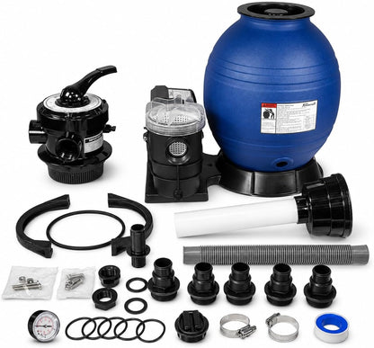XtremepowerUS 13" Sand Filter Pump System for Above Ground Swimming Pools, 2400 GPH, 0.75 HP Pump, 4-Way Multi-Port Valve, Up to 10,000 Gallons