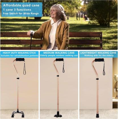 LIXIANG Walking Canes Stablize Women Quad Canes for Seniors & Adults Foldable Adjustable for Men & Women Heavy Duty Freestanding Cane for People with Leg Injuries 3 footings