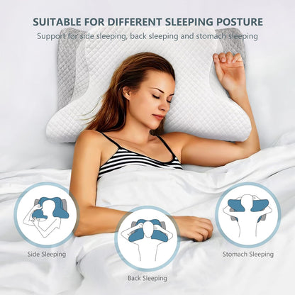 ZAMAT Adjustable Cervical Memory Foam Pillow, Odorless Neck Pillows for Pain Relief, Orthopedic Pillows for Sleeping with Cooling Pillowcase, Ergonomic Support Pillow for Stomach, Back, Side Sleeper