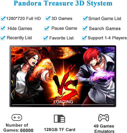 GWALSNTH 3D Pandora Box Max Arcade Games Console, 60000 in 1 HD Video Games Machine,1280X720 HD Display, 128GB TF Card,Up to 4 Players