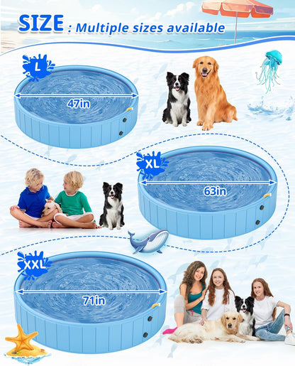 YSJILIDE 2-in-1 Dog Pool & Splash Pad, 63" x 63" x 12", Foldable Sprinkler Swimming Pool for Large Dogs, Kids & Pets, Non-Slip Outdoor Backyard Pool