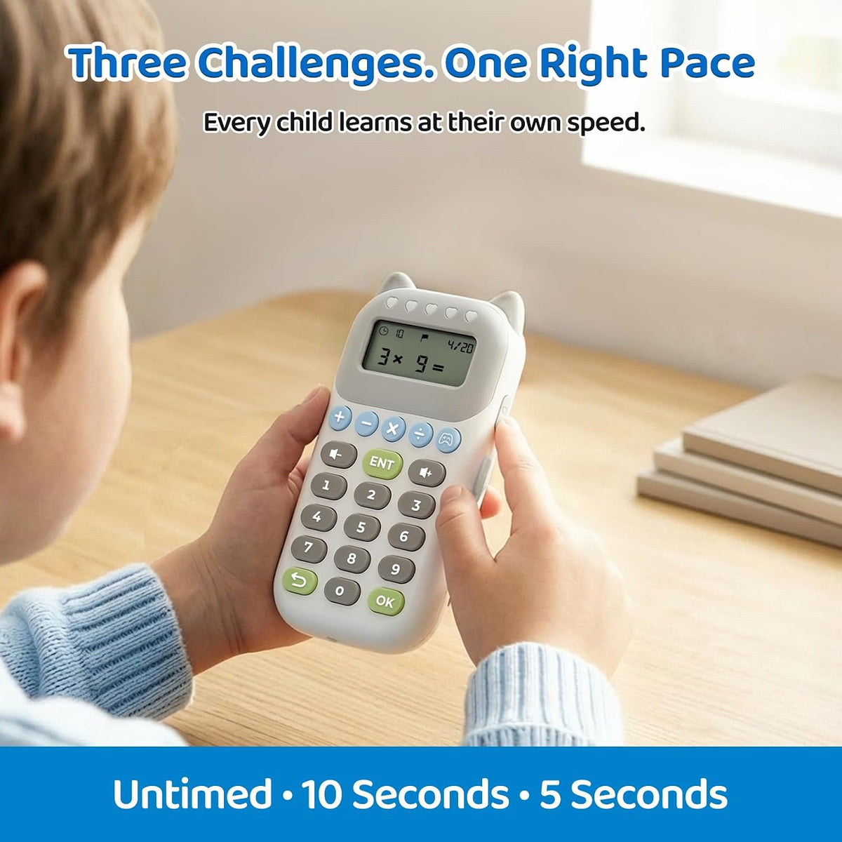 Umimile Math Games for Kids Ages 4-12, Portable Learning Toy with 4 Interactive Modes, Addition Subtraction Multiplication Division, Rechargeable Educational Game, Green