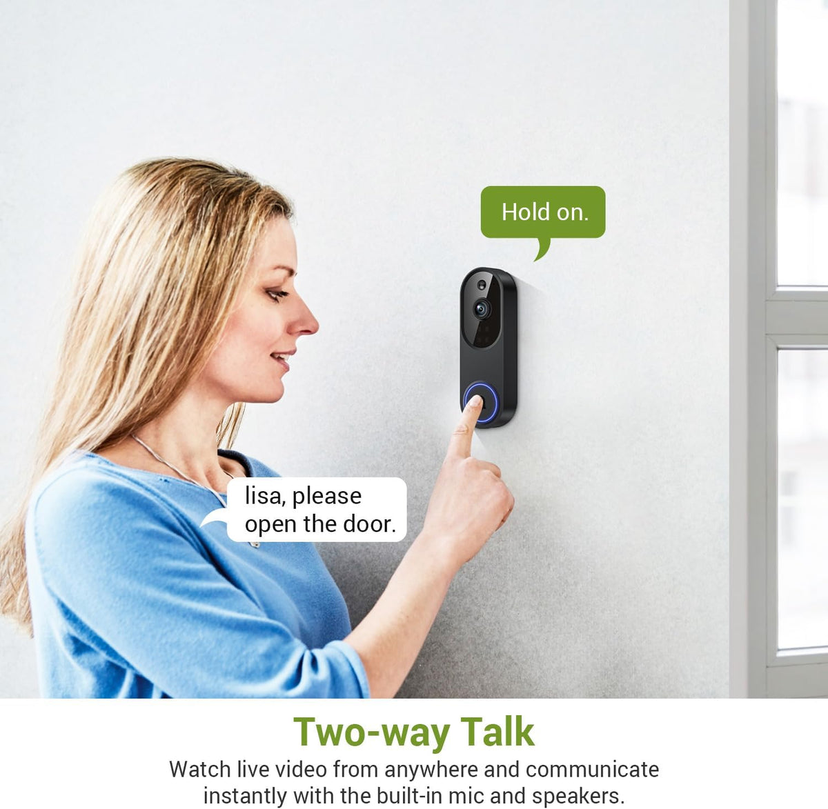 Lunelyx 1080P Wireless Video Doorbell Camera, AI Human Detection, Color Night Vision, 2-Way Audio, Motion Alerts, 2.4GHz Wi-Fi